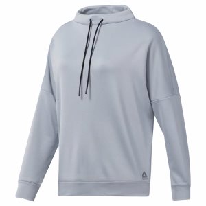 Reebok WOR Meet You There Graphic Funnel Kapuzenpullover Damen - Grau - DE 371-FYI